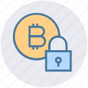 bitcoin, blockchain, coin, cryptocurrency, digital currency, lock, security