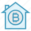 apartment, bitcoin, building, home, house, property, virtual money 