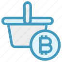basket, bitcoin, cart, cryptocurrency, mining cart with bitcoin, shopping, shopping cart