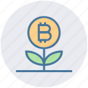 bitcoin, blockchain, cryptocurrency, growth, invest, plant, value