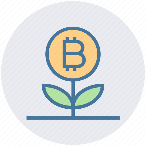 Bitcoin, blockchain, cryptocurrency, growth, invest, plant, value icon - Download on Iconfinder