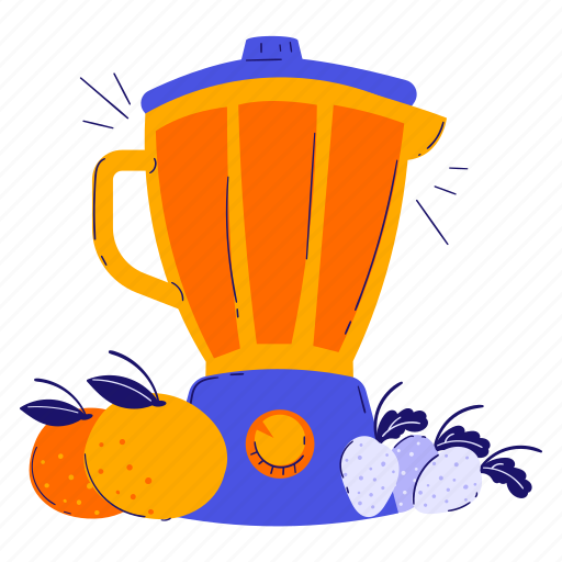 Blender, juicer, mixer, orange, strawberry, kitchen, cooking illustration - Download on Iconfinder