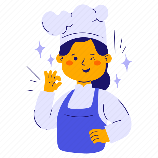 Female chef, female, chef, profession, cooker, kitchen, cooking illustration - Download on Iconfinder