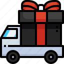 gift, truck, transport, box, vehicle, deliver, cargo