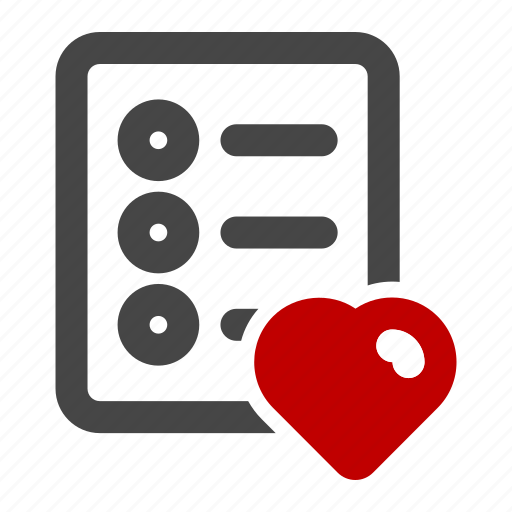 Wishlist, love, heart, paper, checklist, list, shopping list icon - Download on Iconfinder