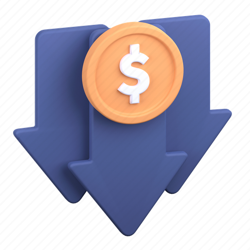 Discount, price down, dollar coin, shopping offer 3D illustration - Download on Iconfinder