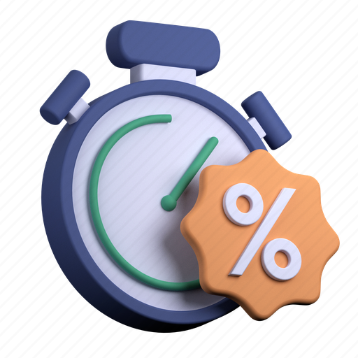 Time, discount time, sale, stopwatch 3D illustration - Download on Iconfinder