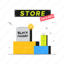 black, friday, shopping, in, store