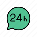 24hours, bubble, message, notification, services