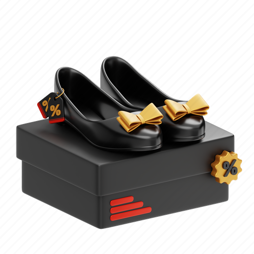 Shoes, sale, discount, offer, black friday, shopping, box 3D illustration - Download on Iconfinder