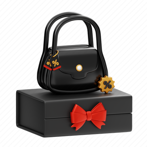 Handbag, sale, business, discount, shopping, gift, black friday 3D illustration - Download on Iconfinder