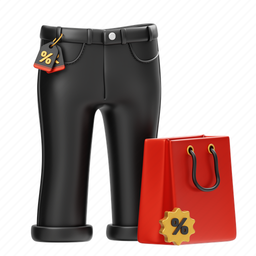Man, trousers, sale, black friday, tag, pants, fashion 3D illustration - Download on Iconfinder