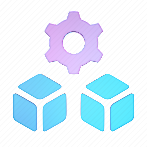 Settings, blocks, blockchain, gear, customization, box, cubes icon - Download on Iconfinder