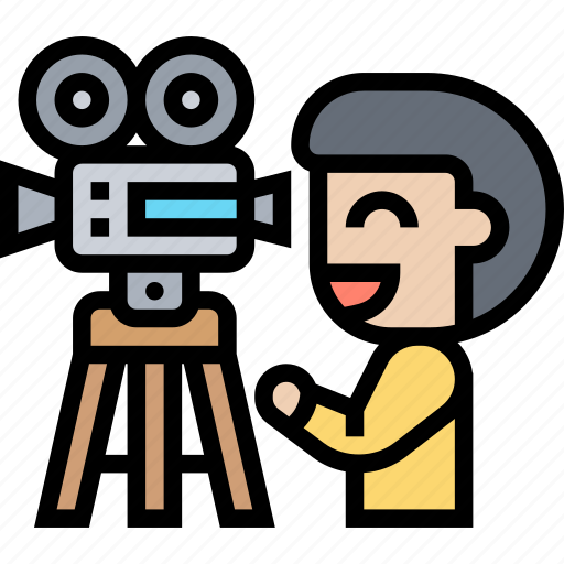 Videographer, cinematographer, cameraman, recording, broadcasting icon - Download on Iconfinder