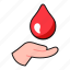 hand, giving, blood, droplet, donor, care, donation 