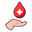 hand, giving, blood, droplet, donor, donation, health 