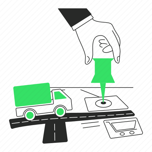 Delivery, location, map, pin, navigation, box, shipping illustration - Download on Iconfinder