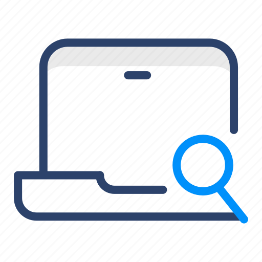 Laptop, search, computer, laptop computer, magnifying glass, results, vector icon - Download on Iconfinder