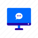 computer, display, chat, screen, bubble, message, talk