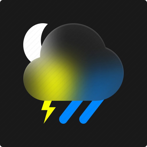 Thunder, night, weather, moon, rainy, forecast icon - Download on Iconfinder