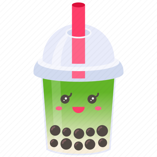 Boba, bubble, tea, drink, beverage, milk, matcha latte icon - Download on Iconfinder