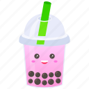 boba, bubble, tea, drink, beverage, milk, strawberry