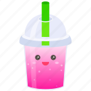 boba, bubble, tea, drink, beverage, milk, pink sapphire