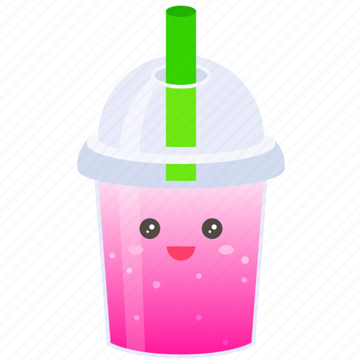 Boba, bubble, tea, drink, beverage, milk, pink sapphire icon - Download on Iconfinder