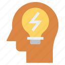 bulb, energy, head, human head, mind, thinking 