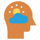 cloud, head, human head, mind, thinking, weather