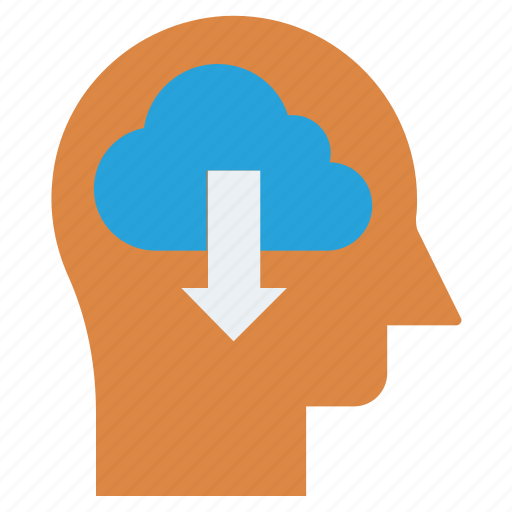 Cloud, down arrow, head, human head, mind, thinking icon - Download on Iconfinder
