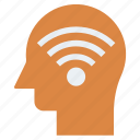 head, mind, signals, thinking, wifi