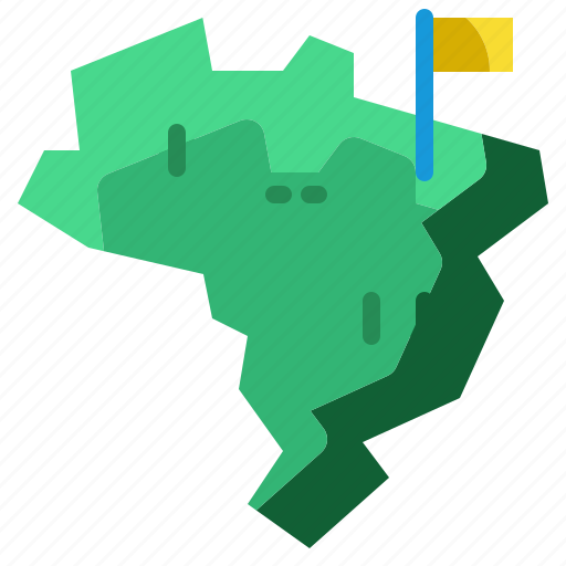 Brazil, country, flag, map, nation, pointer, world icon - Download on Iconfinder
