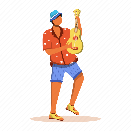 Latino, man, shirt, playing, ukulele illustration - Download on Iconfinder