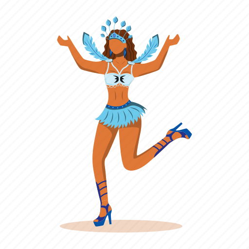 Woman, samba, dance, costume, brazilian carnival illustration - Download on Iconfinder