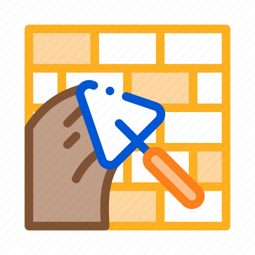 Brick, construct, industry, mason, painting, spatula, wall icon - Download on Iconfinder