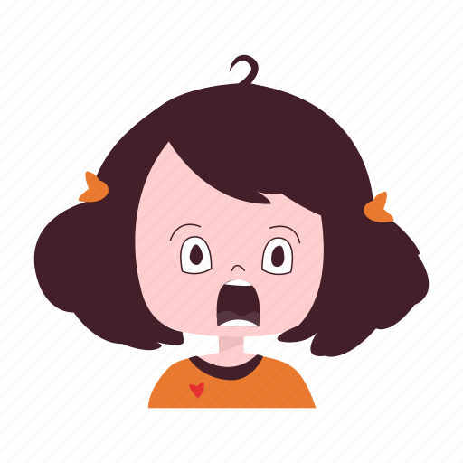 Brown, cute, girl, hair, little, shock icon - Download on Iconfinder