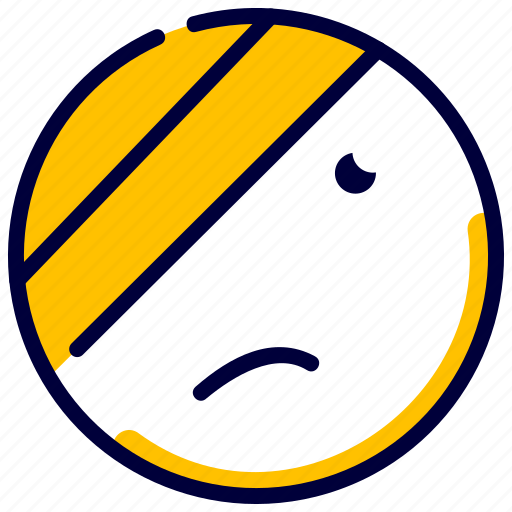 Badge, emoji, emoticon, feelings, hurt, smiley icon - Download on Iconfinder