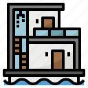 building, floating, house, luxury, water