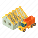 isometric, object, sign, trucking