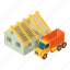 isometric, object, sign, trucking 