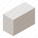 aerated, autoclaved, block, brick, concrete, isometric, object 