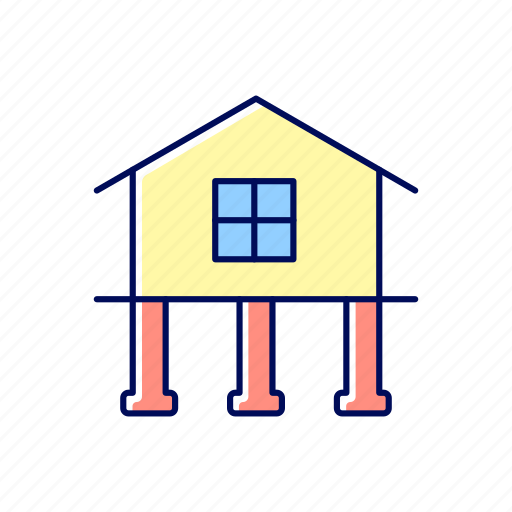 Strength and stability, buildings construction, foundation with piles, adequate housing icon - Download on Iconfinder