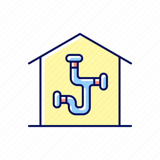 Plumbing system, installing pipes, piping network, water supply icon - Download on Iconfinder
