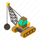 ball, building, chain, crane, isometric, object, wrecking