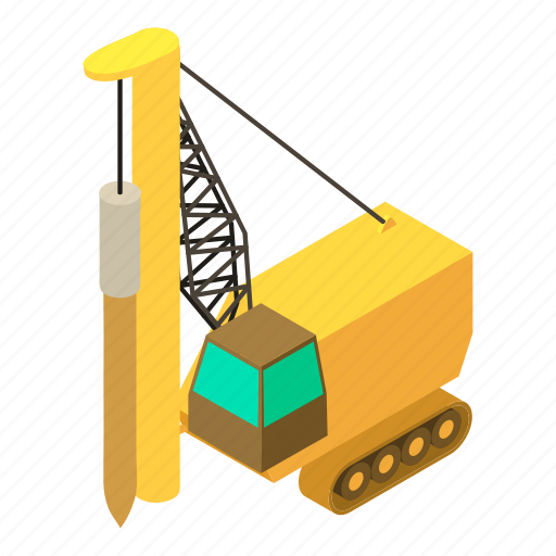 Breaker, bulldozer, drilling, hammer, isometric, machine, object icon - Download on Iconfinder