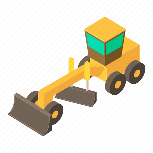Blade, dozer, grader, isometric, motor, object, yellow icon - Download on Iconfinder