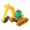 construction, digger, equipment, excavator, heavy, isometric, object
