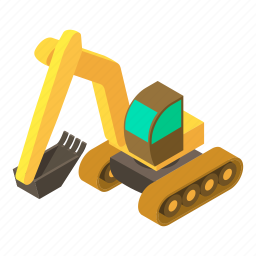 Construction, digger, equipment, excavator, heavy, isometric, object icon - Download on Iconfinder