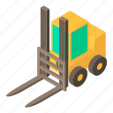 forklift, freight, industry, isometric, object, vehicle, yellow